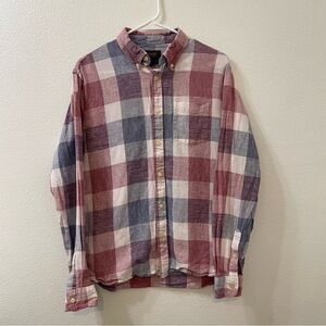 Jachs classic fit plaid button down shirt red white medium